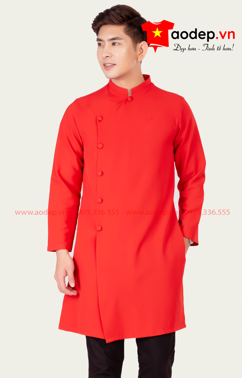 Áo Dài Nam Cách Tân Mầu Đỏ