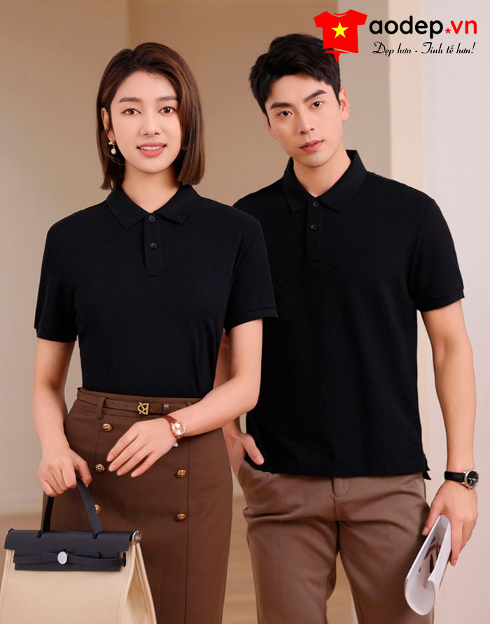 Áo polo may sẵn màu đen