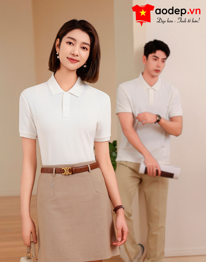 Áo polo may sẵn màu trắng