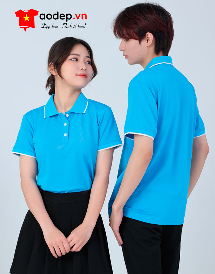 Áo polo may sẵn màu xanh YA