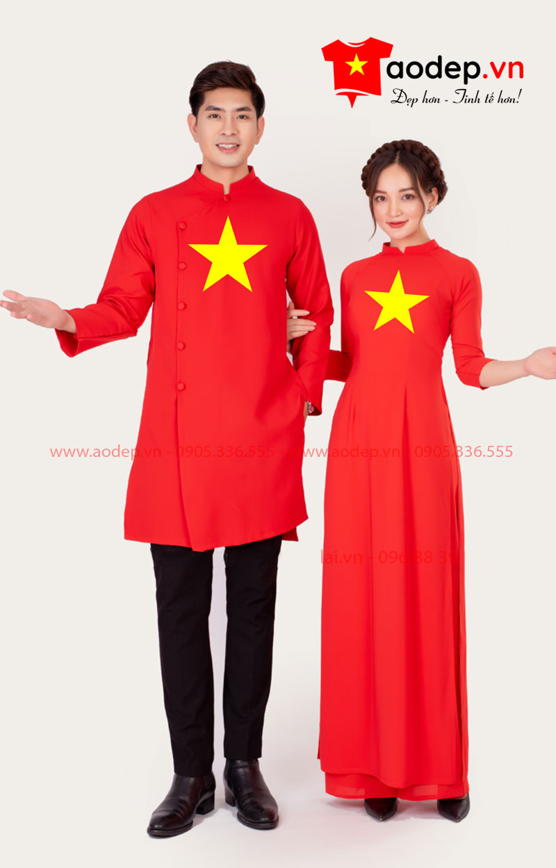 Áo dài đôi cờ đỏ sao vàng