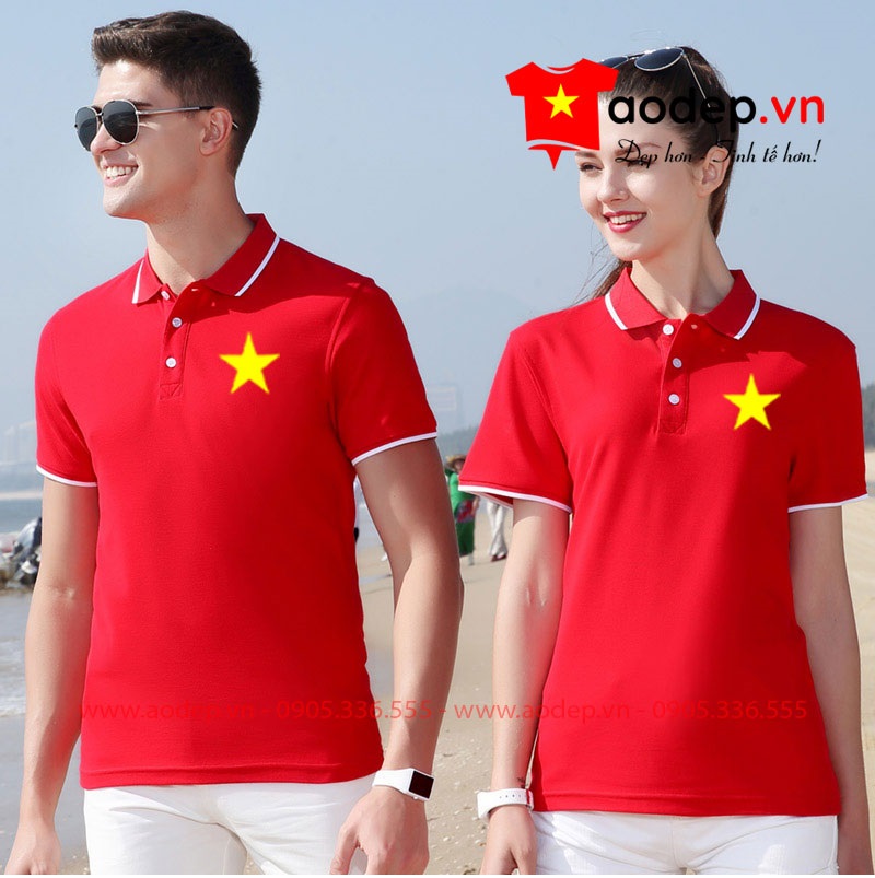 Áo polo đôi cờ đỏ sao vàng