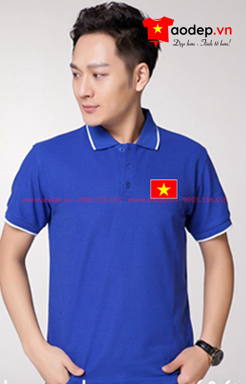 Áo phông nam cờ đỏ sao vàng màu xanh dương