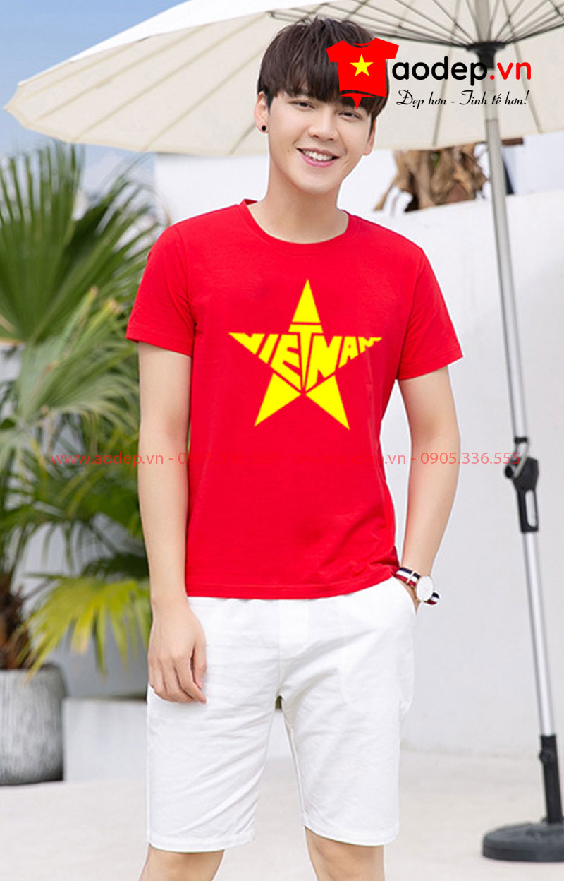 Áo cổ tròn nam cờ đỏ sao vàng 02