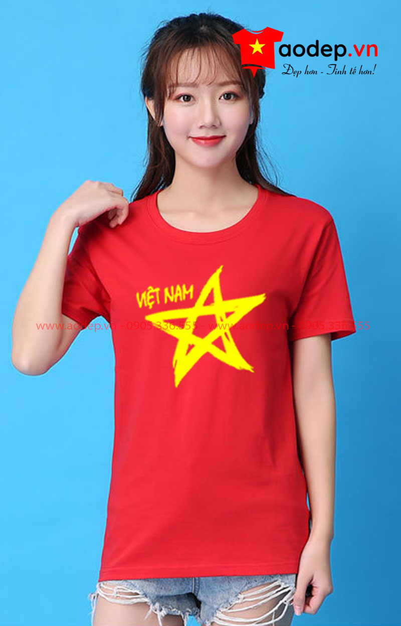 Áo cổ tròn nữ cờ đỏ sao vàng 01