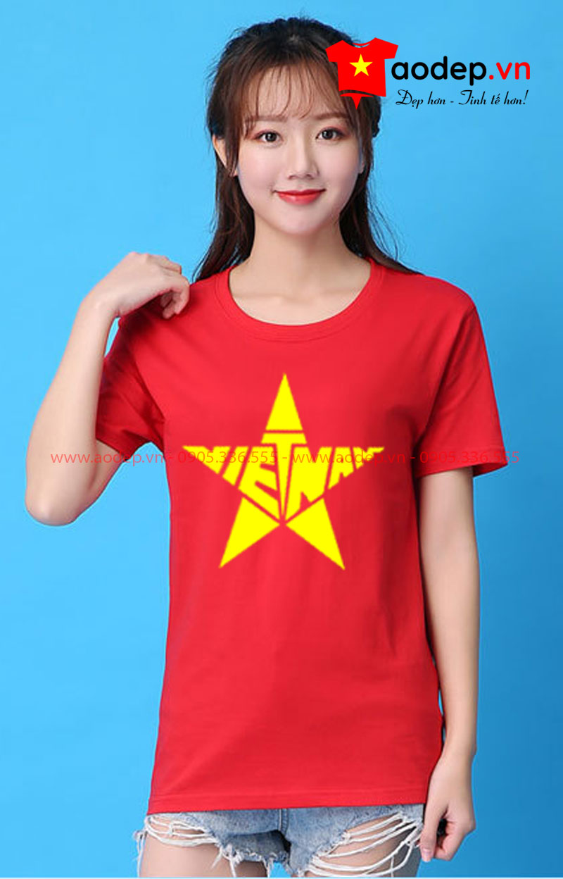 Áo cổ tròn nữ cờ đỏ sao vàng 02