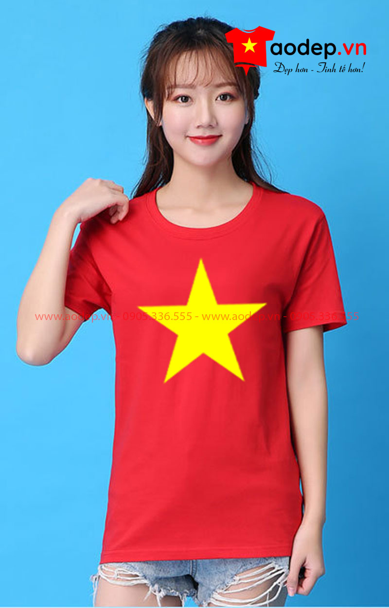 Áo cổ tròn nữ cờ đỏ sao vàng 03