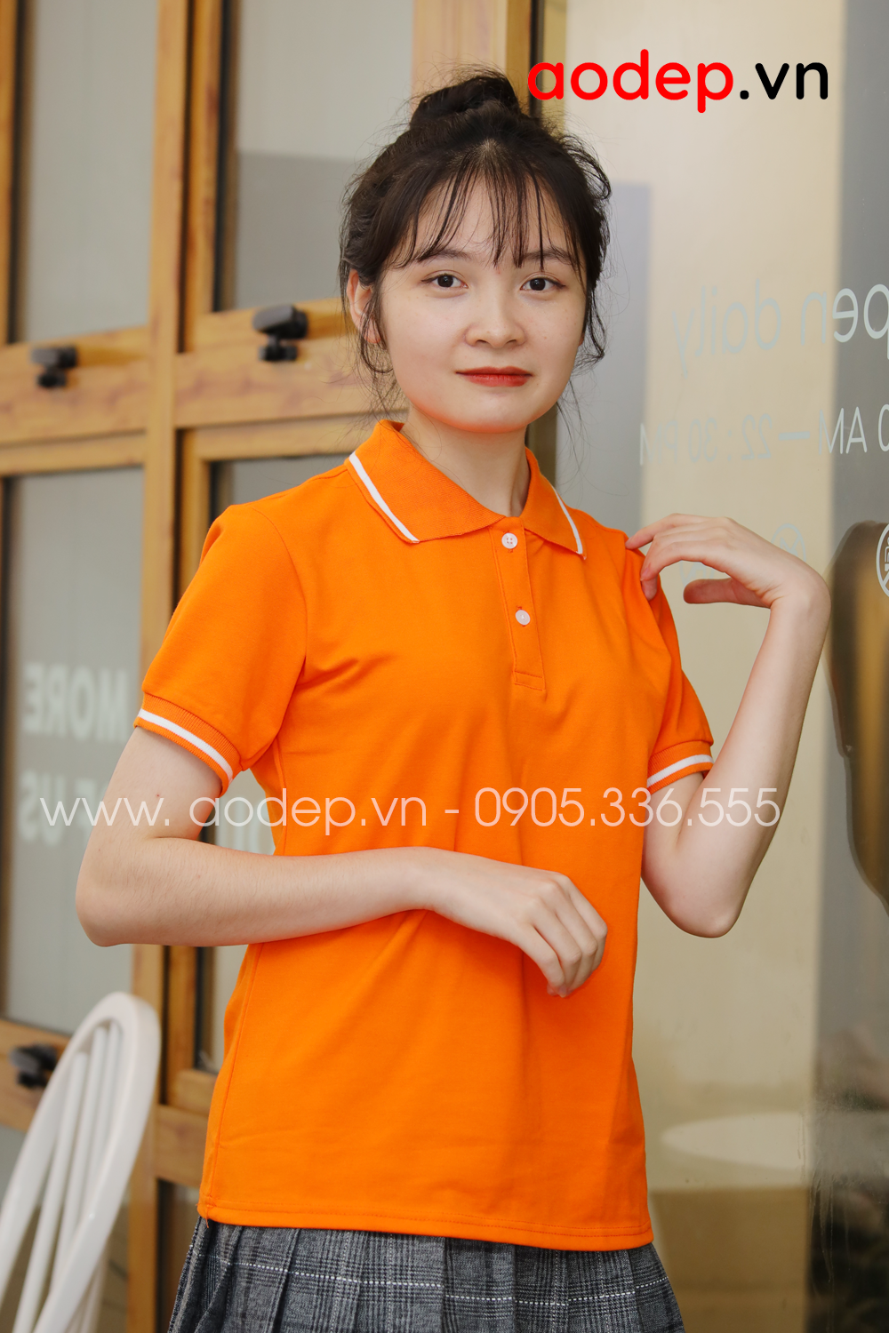 Áo thun polo màu cam