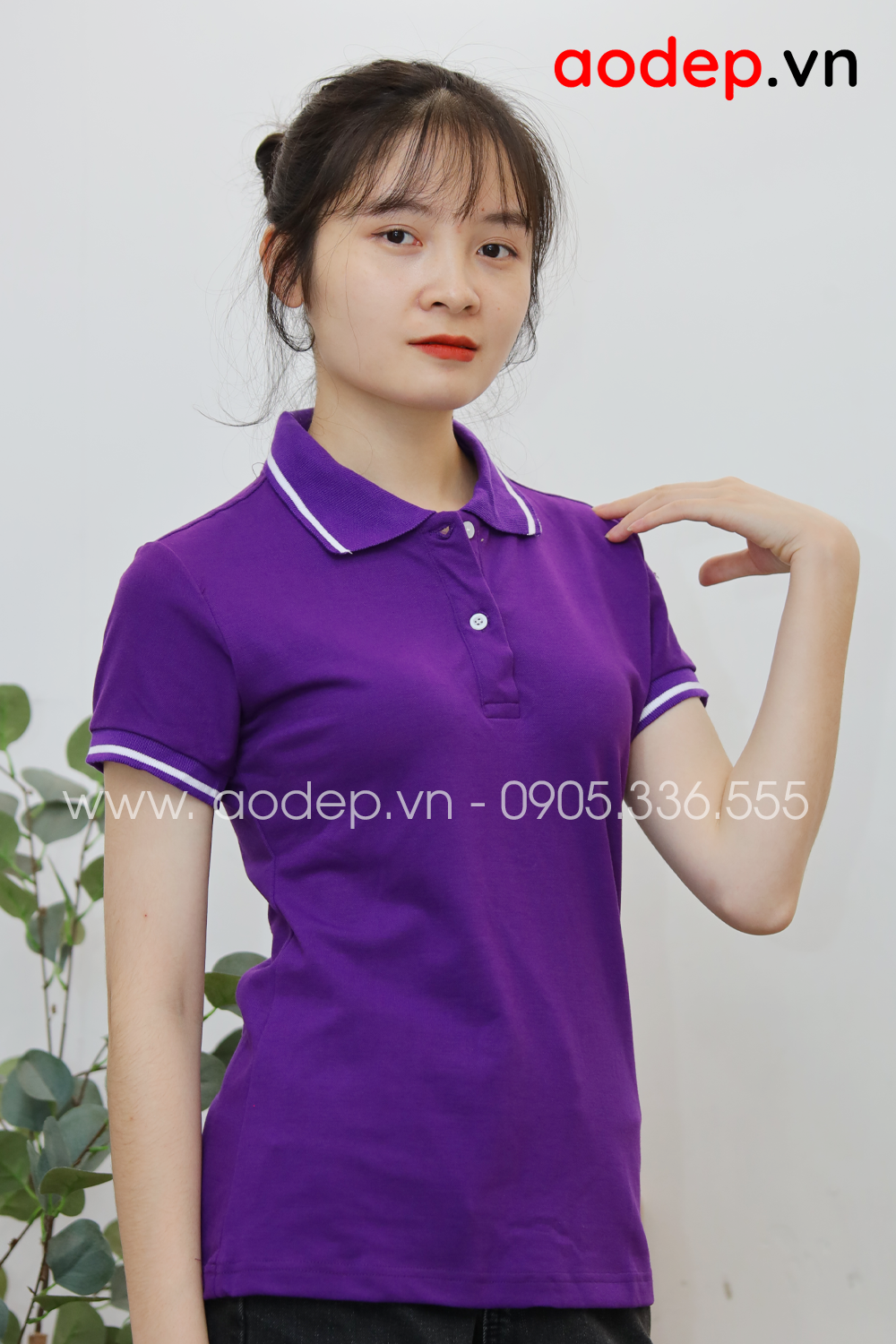 Áo thun polo màu tím