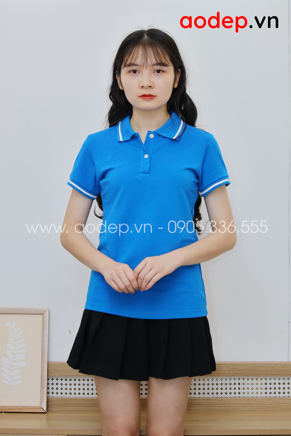 Áo thun polo màu xanh YA