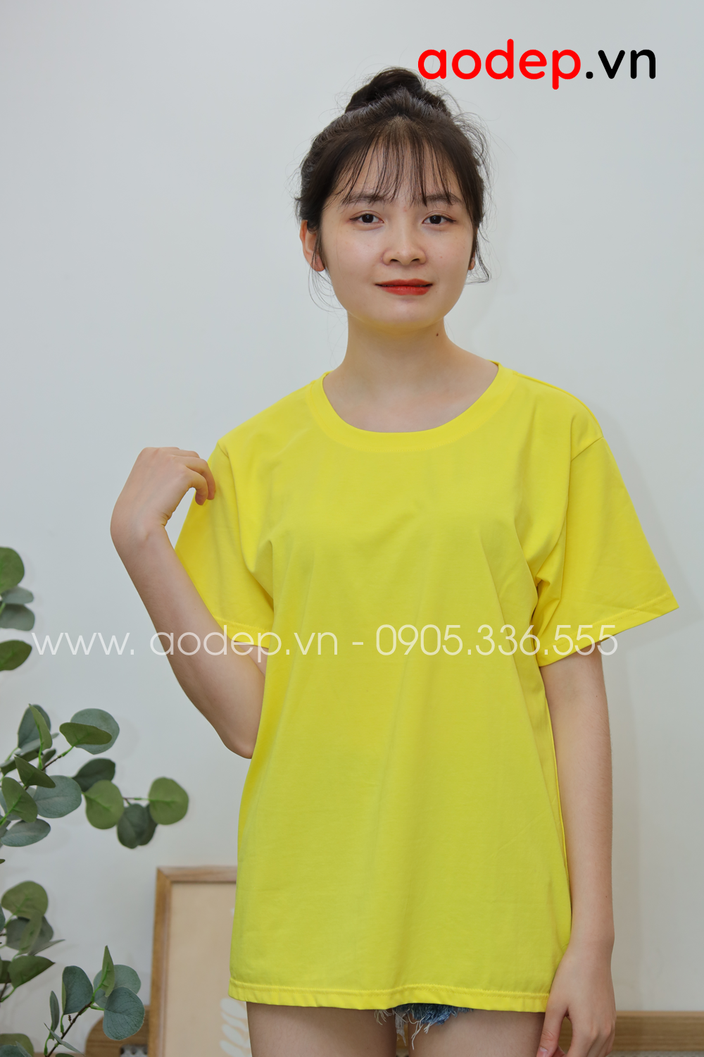 Áo thun tay lỡ màu vàng tươi