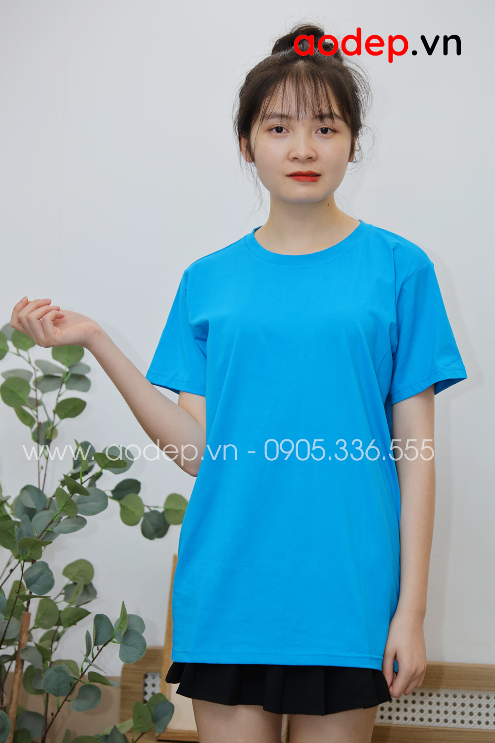 Áo thun tay lỡ màu xanh YA